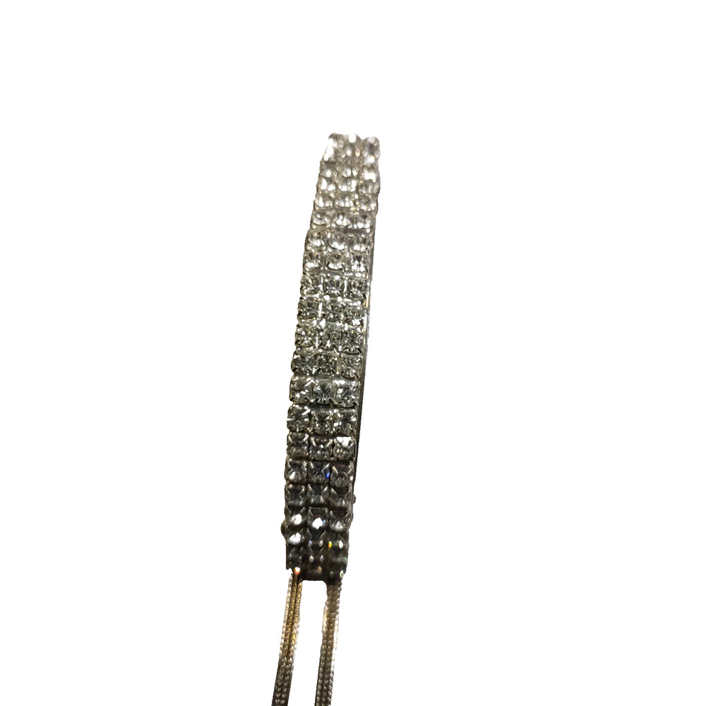 Hair Barrette Tension Clip Rhinestone Gold Silver Tone 3 1/2"